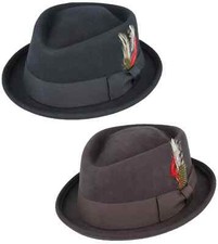 Superb Quality Hand Made 100% Wool Porkpie Pork Pie Hat 4 Sizes Colours