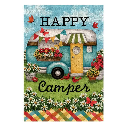 Happy camper 12x18 - happy, double