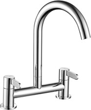 Peppermint Kitchen Mixer Taps 2 Hole Bridge Mixer Tap Kitchen Sink Chrome Dual L