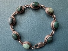 Vintage Native American Navajo .925 Sterling Silver & Green Turquoise Bracelet