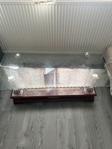 Vintage glass top coffee table - glass-top,