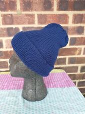 Beanie Hat Superfine 100% Merino Wool Hand Made Royal Blue