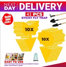 43PCS Fruit Fly Traps Insects Bugs Catcher Sticky Waterproof Fungus Gnat Killer