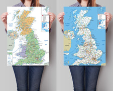 UK MAP GREAT BRITAIN ENGLAND WALES EDUCATIONAL POSTER WALL A1 A2 A3 A4