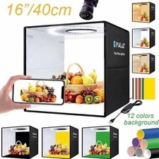 LED Photo Box Studio Lighting Box Cube Portable Photography Backdrop 12 Colors