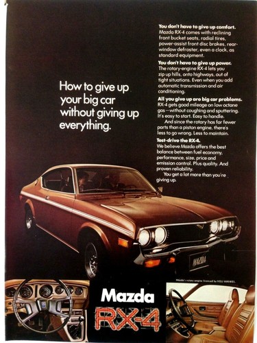 1974 mazda print - rx-4, ad