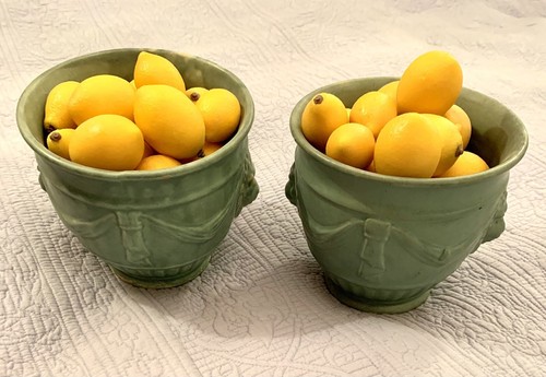 Pair bauer pottery blue - bauer,