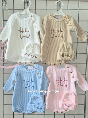 Hello world knitted - knitted, romper