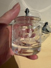 Stuart Crystal honey Preserve Pot flowers & bees with Silver Plate Lid - 2 avail