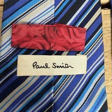 Paul Smith London Blue Striped Necktie Mens 100% Silk Tie Made in Italy