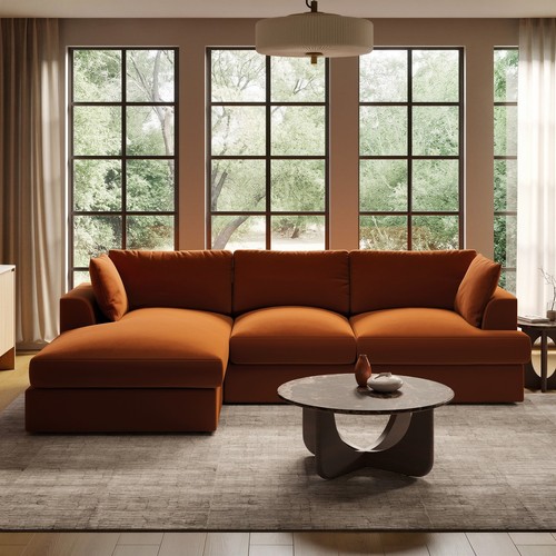 Large burnt orange velvet - orange,