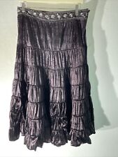 women Meghan Noland Medium Dark Brown Velour Mid Length Gypsy Style A Line skirt