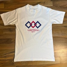 Vintage 90s Valentino Sport Logo Center Spellout White T-shirt Men’s Medium