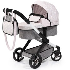 Bayer Doll Pram Xeo - White Grey with Stars Convertible Pushchair