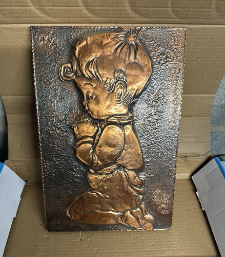 Bronze metal child relief - bronze,