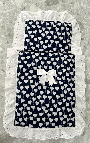 Navy white dolls pram - navy,