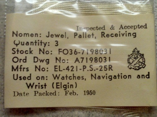 Nos ord issued elgin 0 - 3,