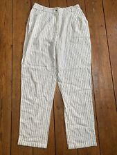 Peacocks Ivory Pinstripe Tarred Linen Look Trousers Size 10