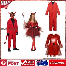 ✨Kids Halloween Satan Devil Costume Outfit Cosplay Girls Boys Party Fancy Dress*