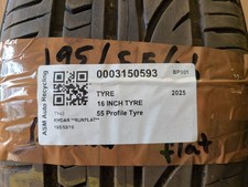 16 INCH TYRE 195/55/16 RYDAR **RUNFLAT** PART WORN