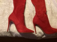 Womens red thigh high boots