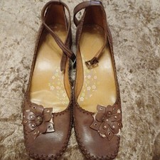 BROWN LEATHER WEDGE ANKLE