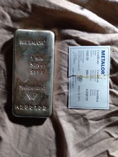 Metalor 1kg Kilo Silver Bar 999 Fine Silver Bullion 1000g