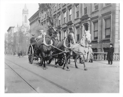 Horse drawn fire truck 8x10 - drawn,