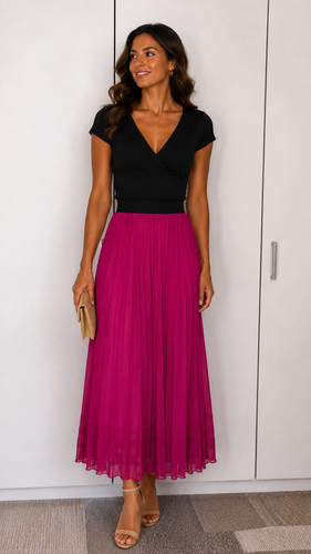 Three floor pink pleated - pink,