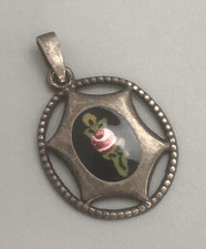 Antique Silver & Enamelled Pendant By Charles Horner CZX