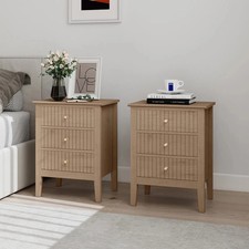Pair of 3 Drawer Bedside
