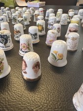 Job Lot of 77 Bone China Thimbles- Various Sizes and Colours/Patterns Made In UK
