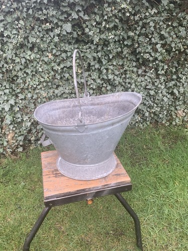 Vintage galvanised coal bucket - galvanised,