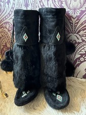 Black Genuine Rabbit Fur Tall