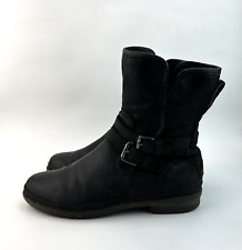 UGG Simmens Womens Boots Black Wool Lined Side Zip Biker Size 6.5