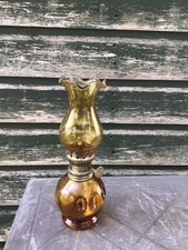 Vintage Amber Glass Oil Lamp