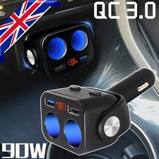 Cigarette Lighter Socket 12V LED Car Charger 2 Way Splitter DC Power Adapter USB