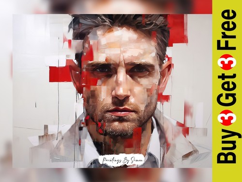 Modern fragmented man oil - fragmented,