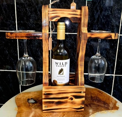 Handmade wooden wine bottle - wine,