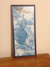 Vintage Historical Wallpaper Exhibition Poster Manchester Peacock Blue 1991