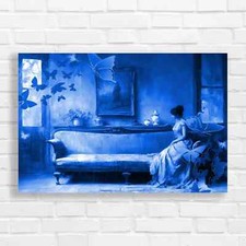 Dreamy Butterfly Reflection Blue Canvas Print Large Picture Wall Art