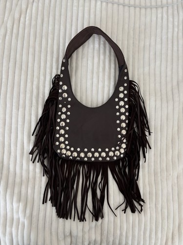 Brown genuine leather fringe - genuine,