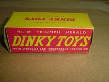Dinky Toys. No. 189 Triumph Herald. Promotional Box." ORIGINAL ". Very Rare.