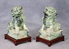 Pair Antique Carved Jade