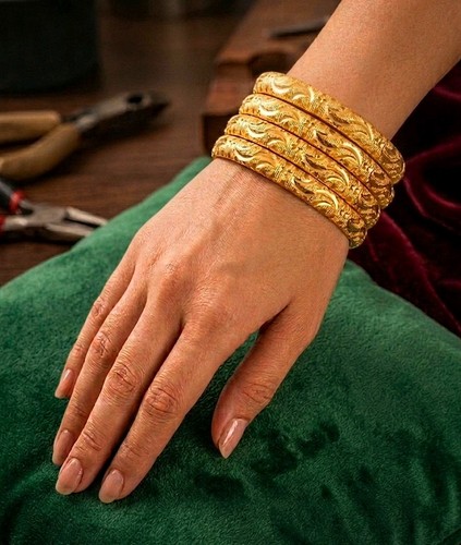 Ethnic bangles 22k gold - ethnic, plated