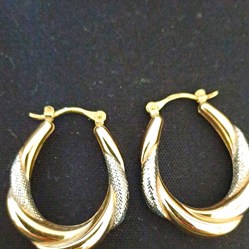 Two tone oval creole - oval, earrings