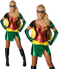 Ladies Robin Costume Official Batman Adults Superhero Fancy Dress Outfit