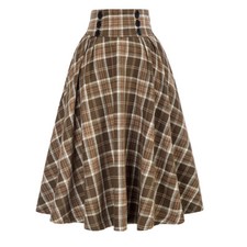 Womens Tartan Pleated Long