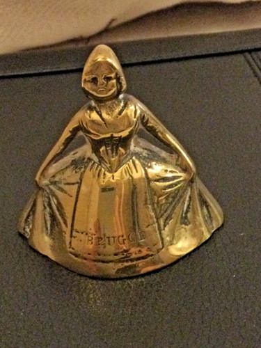 Small brass crinoline lady - a,