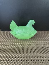 Hen On Nest Dish Jadeite Green